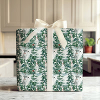 Snowy Forest Dog Gift Wrap, Watercolor Greyhound Wrapping Paper, Sighthound Winter Christmas Gift Wrapping Paper, Holiday Present Wrap Roll