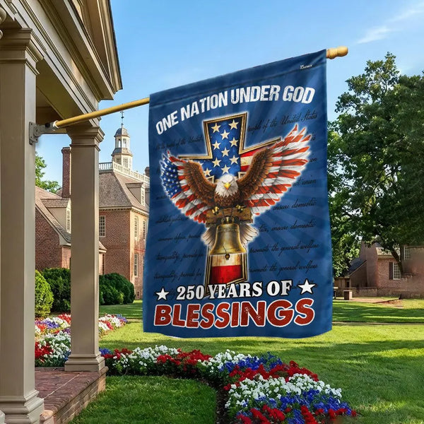 One Nation Under God Garden Flag | 250 Years of Blessings Eagle Design | Double-Sided Polyester | Christian Patriotic Home Decor Gift