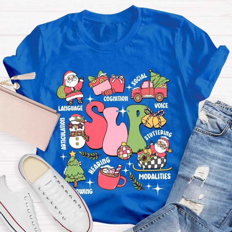 Speech Language Pathology Holiday Shirt, SLP Speech Therapy Christmas T-Shirt, Voice Stuttering Graphic Tee, SLP Therapist Present