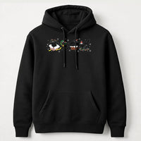 Festive Kitten Graphic Hoodie, Christmas Black Cat Hoodie, Humorous Cat Lover Holiday Hoodie, Adorable Animal Winter Pullover Sweatshirt, Xmas Present