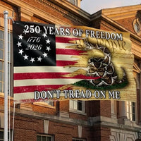 250 Years of Freedom Flag 1776-2026 | Gadsden Don't Tread On Me Design | Double-Sided Polyester | Patriotic Commemorative Gift