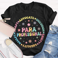 Para Professional Adapt Advocate Pink Flower Teacher T-Shirt