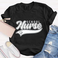 School Nurse Letter Printed T-Shirt