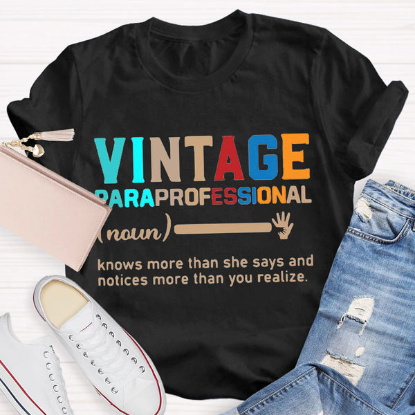 Vintage Paraprofessional Teacher T-Shirt