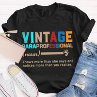 Vintage Paraprofessional Teacher T-Shirt