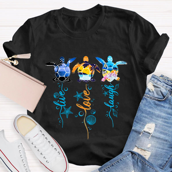 Purple and Pink Sea Turtle Swimming in Blue Ocean T-Shirt