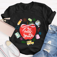 Personalized Name Red Apple Teacher T-Shirt