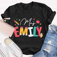 Personalize Name Apple Teacher T-Shirt