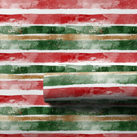 Red Green Gold Gift Wrap, Watercolor Stripe Wrapping Paper, Artistic Brushstroke Wrapping Paper, Festive Christmas Holiday Wrapping Paper
