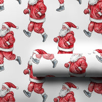 Athletic Running Santa Claus Gift Wrap, Jogging Santa Wrapping Paper, Humorous Fitness Santa Holiday Paper, Christmas Gift Wrapping Paper Roll
