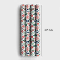 Festive Holiday Ornament Gift Wrap, Watercolor Christmas Wrapping Paper, Pine Botanical Xmas Wrapping Paper Roll, Seasonal Present Wrap