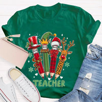 Reindeer Antlers Educator Graphic Tee, Christmas Pencil Deer Teacher Shirt, Festive Classroom Holiday T-Shirt, Teacher Xmas Present