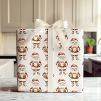 Watercolor Santa Claus Gift Wrap, Coffee Santa Christmas Wrapping Paper, Holiday Coffee Lover Wrapping Paper Roll, Festive Xmas Gift Wrap