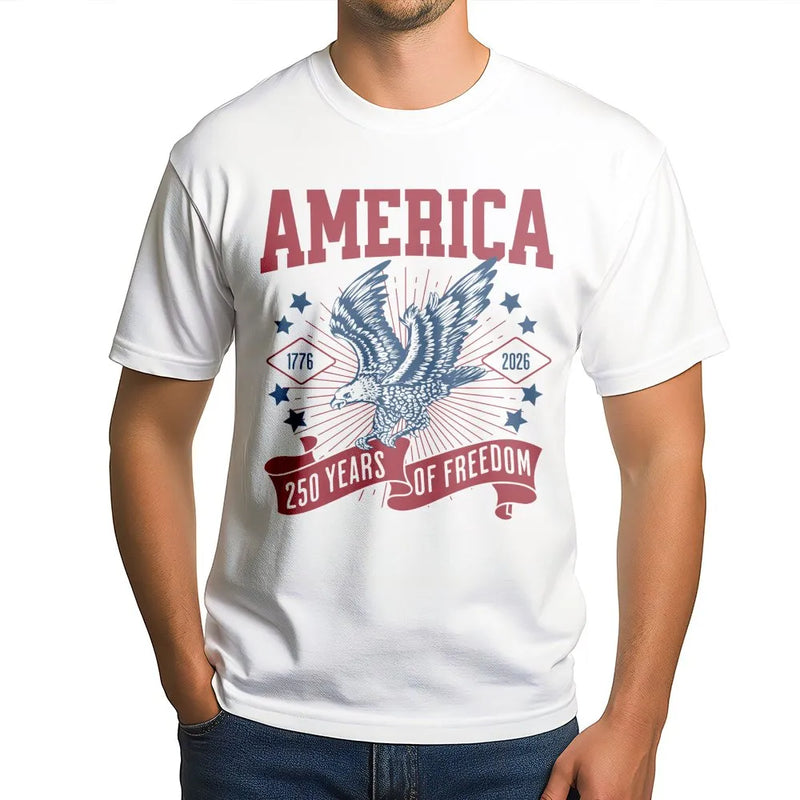 America 250 Years T-Shirt | Patriotic Eagle Graphic 1776-2026 | Soft 100% Cotton Premium Tee | Independence Day Celebration Gift for Patriots