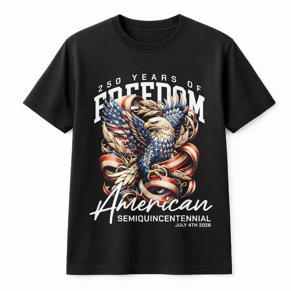 USA Semiquincentennial Eagle T-Shirt | 250 Years Of Freedom Graphic | 100% Cotton Premium Tee | Patriotic 2026 Independence Day Gift For Americans
