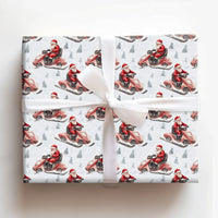 Watercolor Snowmobile Gift Wrap, Santa Snowmobile Christmas Wrapping Paper, Santa Claus Holiday Wrapping Paper, Festive Gift Wrapping Paper