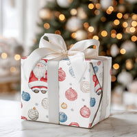 Crafter Santa Claus Ornament Wrapping Paper, Yarn Ball Santa Wrapping Paper, Knitting Christmas Wrapping Paper, Holiday Gift Wrap Roll