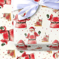 Ice Cream Santa Claus Gift Wrap, Dancing Santa Wrapping Paper, Polka Dot Holiday Wrapping Paper, Sweet Christmas Gift Wrapping Paper