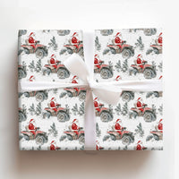 Off-Road Quad Bike Christmas Gift Wrap, Santa Riding ATV Wrapping Paper, Watercolor Santa Wrapping Paper, Winter Holiday Gift Wrapping Paper