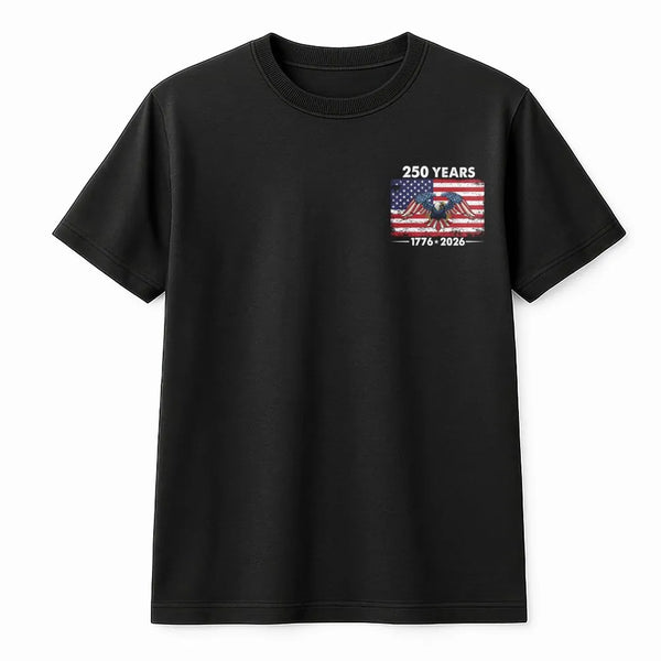 250 Years America T-Shirt | 1776-2026 Eagle & Flag Graphic Design | Soft 100% Cotton Tee | Patriotic Gift for History Lovers