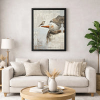 Impressionist Snow Scene Painting, Snowman and Bird Winter Wall Art Canvas Print, Farmhouse Christmas Holiday Poster, Digital Download