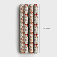 Watercolor Plant Christmas Gift Wrap, Gardening Santa Wrapping Paper, Poinsettia Holiday Present Wrap, Plant Lover Xmas Gift Wrapping Paper