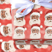 Painterly Holiday Gift Wrap, Black Santa Christmas Wrapping Paper, Inclusive Xmas Wrapping Paper, Black Santa Claus Gift Wrapping Paper Roll