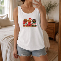 Wiener Dog Christmas Tank, Christmas Dachshund Tank Top, Retro Holiday Dachshund Sleeveless Tee, Adorable Dog Lover Xmas Present