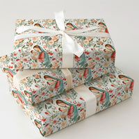 Floral Catholic Holiday Gift Wrap, Virgin Mary and Baby Jesus Wrapping Paper, Religious Baptism Paper, Christian Christmas Present Wrap