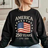 America 250 Years Sweatshirt | Vintage American Flag 1776-2026 Commemorative Design | Soft Cotton Polyester Blend | Patriotic Gift for History Lovers