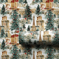 Eiffel Tower Winter Gift Wrap Roll, Parisian Christmas Wrapping Paper, Watercolor Paris Cityscape Wrapping Paper, Holiday Travel Gift Wrap
