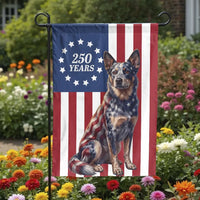 Heeler Dog Garden Flag | Patriotic 250 Years American Flag Design | Weather-Resistant Double-Sided Polyester | Gift for Dog Lovers