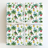 Beach Palm Tree Gift Wrap, Tropical Christmas Wrapping Paper, Coastal Holiday Wrapping Paper, Florida Summer Xmas Present Wrap