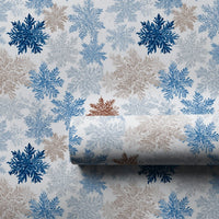 Blue and Copper Holiday Gift Wrap, Winter Snowflake Wrapping Paper, Elegant Christmas Wrapping Paper, Modern Seasonal Gift Wrap Roll