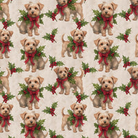 Holly and Red Bows Dog Gift Wrap Roll, Christmas Puppy Wrapping Paper, Adorable Puppy Holiday Wrapping Paper, Dog Lover Christmas Present Wrap