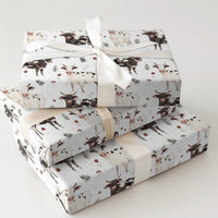 Black and White Cow Gift Wrap, Farmhouse Cow Christmas Wrapping Paper, Winter Holly Wrapping Paper, Rustic Farm Animal Holiday Gift Wrap