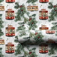 San Francisco Holiday Gift Wrap, Cable Car Christmas Wrapping Paper, Merry Christmas Wrapping Paper, Watercolor Winter City Paper Roll