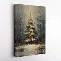 Impressionist Snowy Forest Landscape Print, Christmas Tree Canvas Wall Art, Winter Wonderland Decor, Festive Holiday Canvas Present