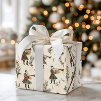 Medieval Drummers Pipers Gift Wrap, Vintage Christmas Musicians Wrapping Paper, Traditional Caroler Wrapping Paper, Holiday Gift Wrap Roll