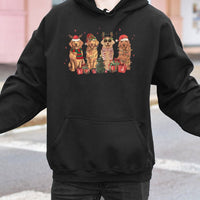 Adorable Holiday Dog Graphic Sweatshirt, Golden Retriever Christmas Hoodie, Festive Xmas Golden Pup Hooded Pullover, Dog Lover Present