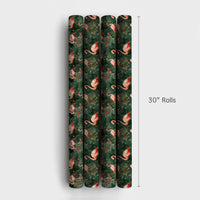 Snowy Pine Red Berry Gift Wrap, Pink Flamingo Christmas Wrapping Paper, Tropical Holiday Wrapping Paper, Coastal Winter Gift Wrap Roll