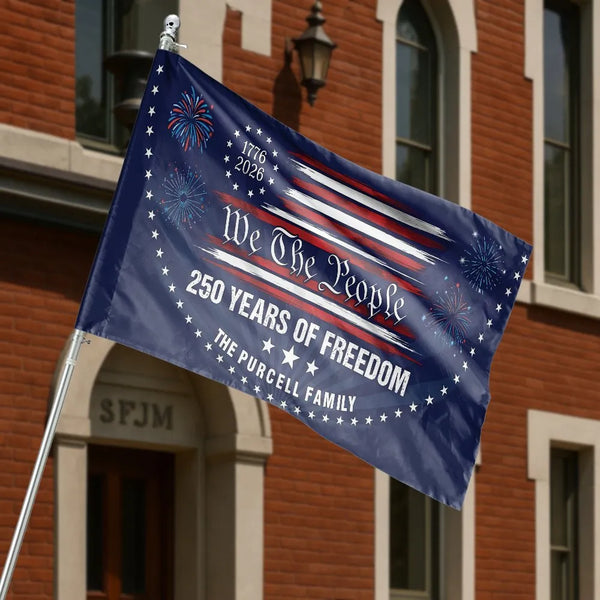 We The People 250th Anniversary House Flag | Personalized 250 Years of Freedom Design | UV Resistant Double Sided Polyester | Commemorative Yard Decor Gift