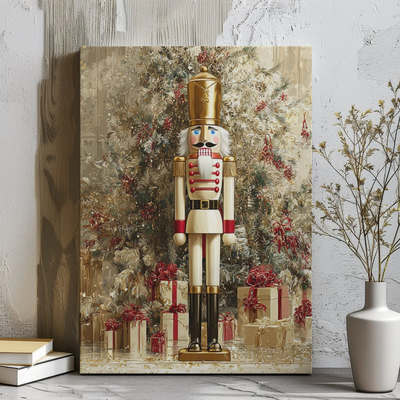 Christmas Soldier Canvas Print, Vintage Nutcracker Canvas Wall Art, Holiday Nutcracker Canvas Decor, Winter Festive Home Wall Art Canvas