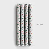 Holiday Star Gift Wrap, Watercolor Christmas Trees Wrapping Paper, Colorful Xmas Trees Gift Wrap Roll, Festive Winter Holiday Wrapping Paper