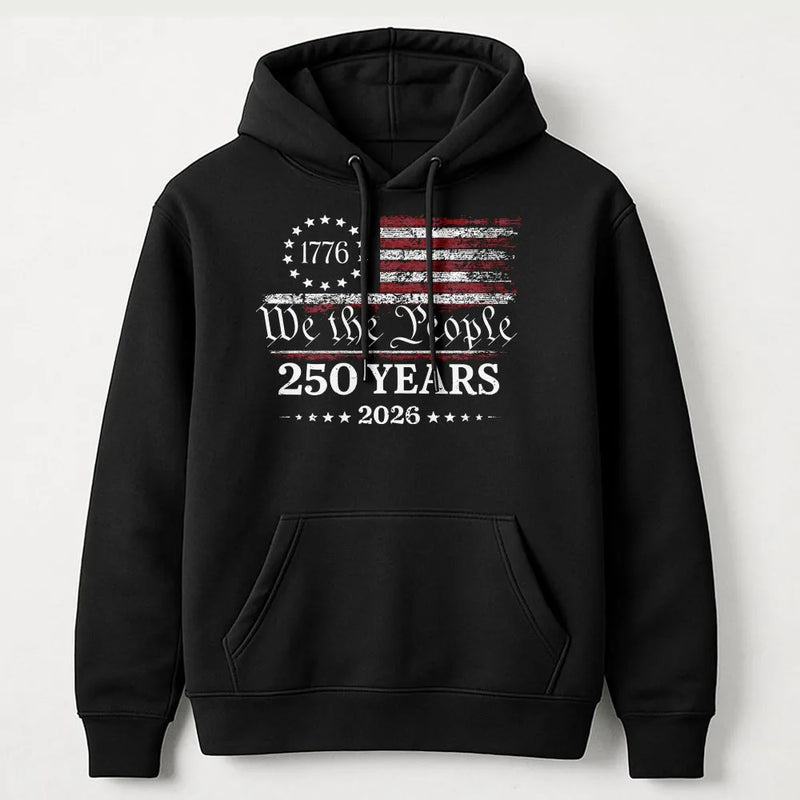 USA 250 Years Anniversary Hoodie | 1776–2026 We The People Patriotic Graphic | Premium Cotton Blend | Unisex Gift for American History Enthusiasts