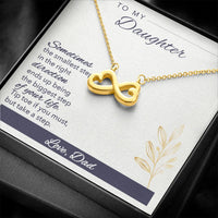 14k White Gold Finish Necklace, Daughter Infinity Heart Necklace, Heart Pendant Necklace, Meaningful Present from Dad, Birthday Christmas Present