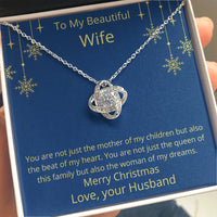 Romantic Cubic Zirconia Pendant Necklace, Wife Love Knot Necklace, 14k White Gold Love Knot Necklace, Christmas Jewelry Present for Her