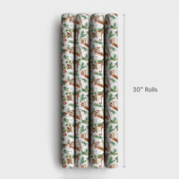 Woodland Bird Gift Wrap, Watercolor Owl Wrapping Paper, White Holiday Wrapping Paper, Nature Lover Gift Wrap, Christmas Wrapping Paper Roll