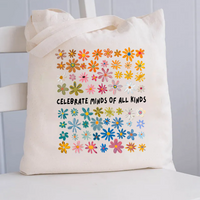 Celebrate Minds of All Kinds Floral Canvas Tote Bag