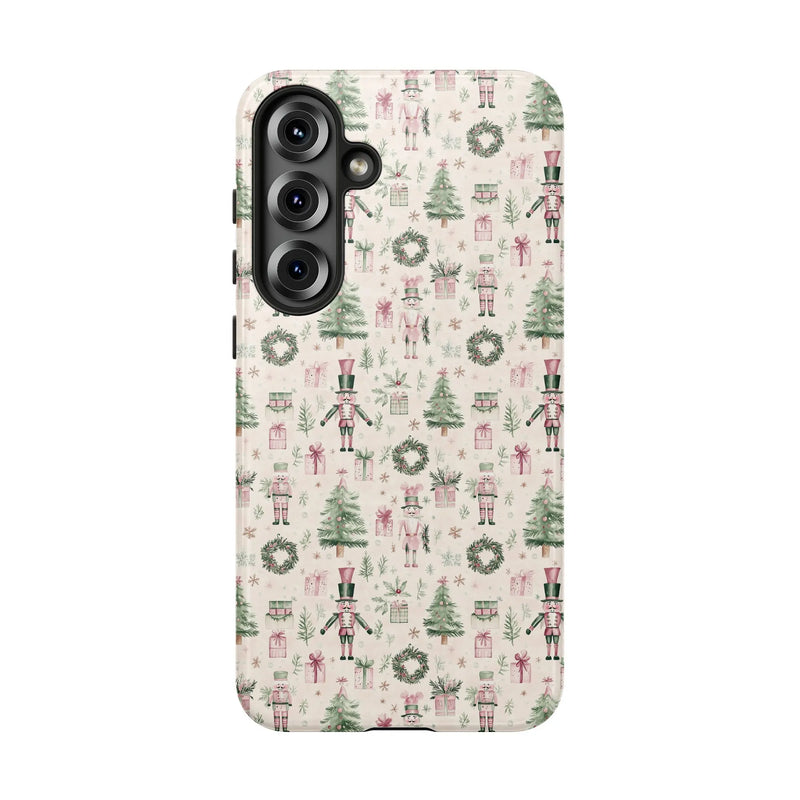 Holiday Wreath Watercolor Phone Case, Nutcracker Christmas Samsung Galaxy Case, Festive Xmas Dual Layer Phone Cover, Winter Holiday Present